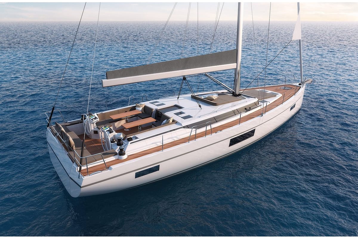 Exterior view of Aristhesi, a Bavaria C57 sailboat at Volos Municipality, Greece