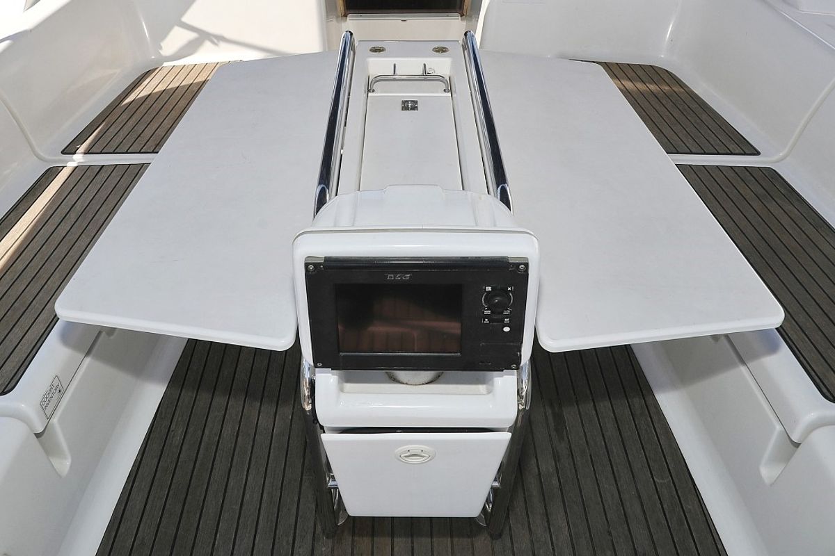 Deck of Malin, a Jeanneau Sun Odyssey 439 sailboat at Grad Vodice, Croatia