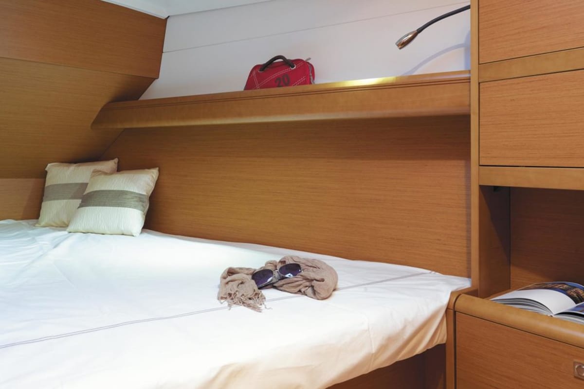 Cabin on Sunsail 38 Classic, a Jeanneau Sun Odyssey 389 sailboat at Municipal Unit of Lefkada, Greece