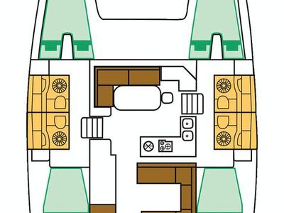 Floor plan of Providence, a Lagoon 400 S2 catamaran at Pointe-à-Pitre, France