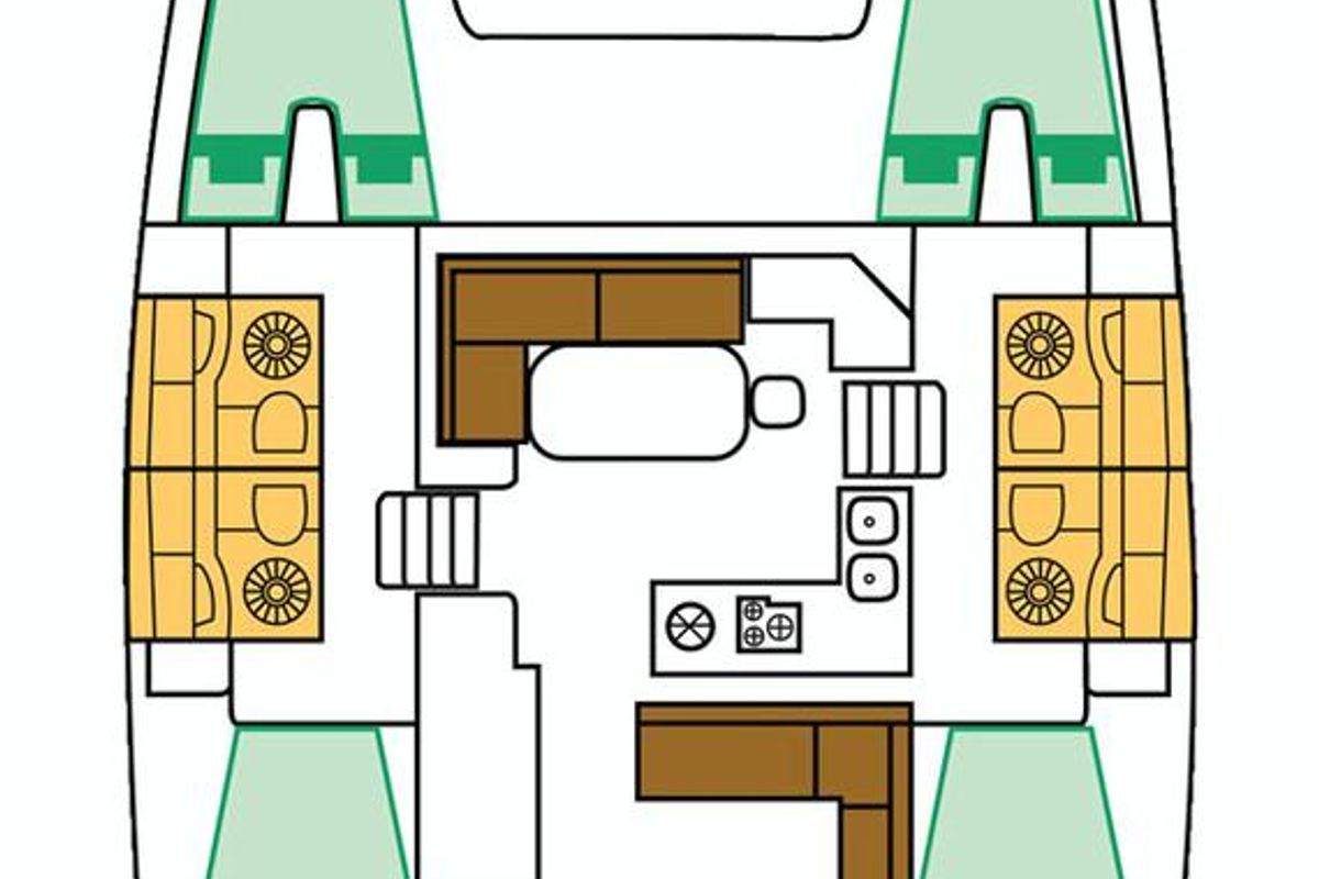 Floor plan of Providence, a Lagoon 400 S2 catamaran at Pointe-à-Pitre, France