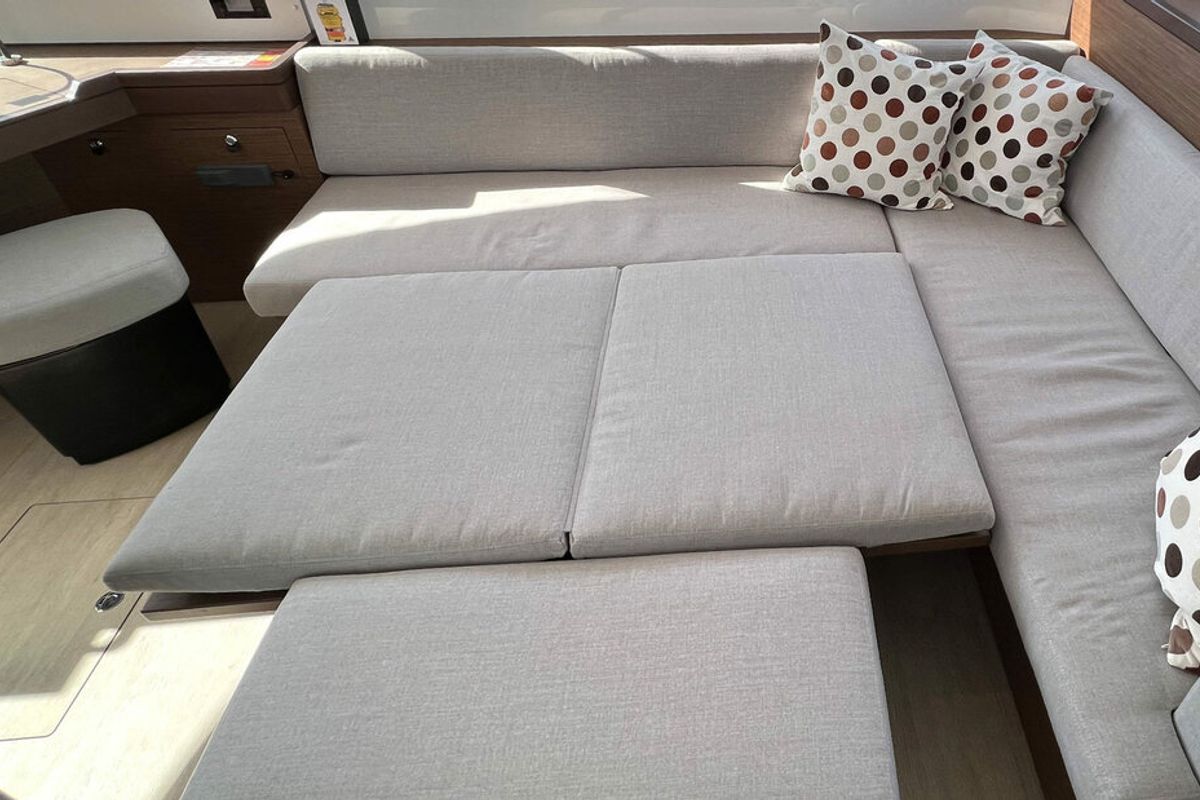 Salon of Voyager, a Lagoon 46 catamaran at Palma de Mallorca, Spain