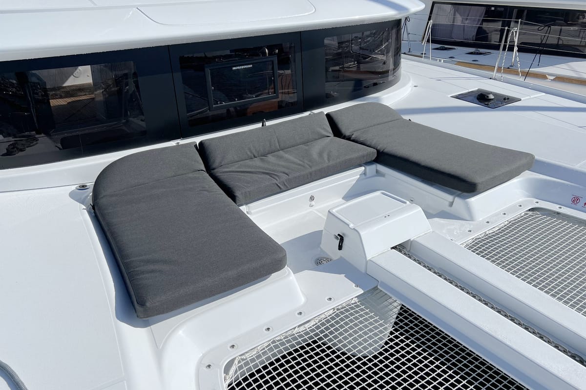 Deck of Voyager, a Lagoon 46 catamaran at Palma de Mallorca, Spain