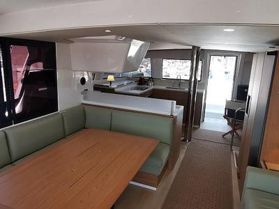 Salon of Kos 44.1, a Bali 4.4 catamaran at Athens, Greece