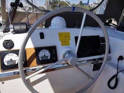 Cockpit of Kos 44.1, a Bali 4.4 catamaran at Athens, Greece