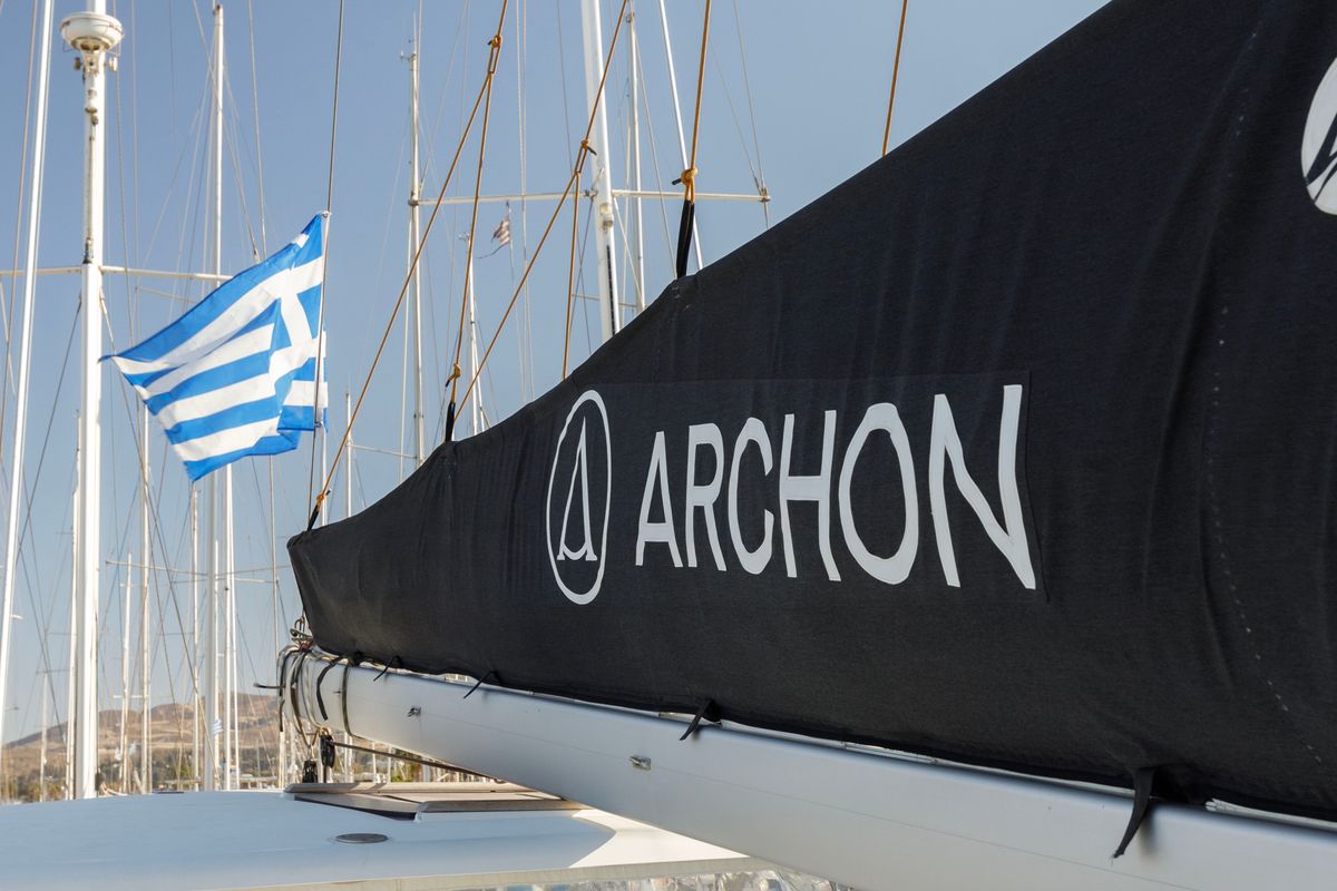 Astra, a Lagoon 380 S2 catamaran at Kos, Greece
