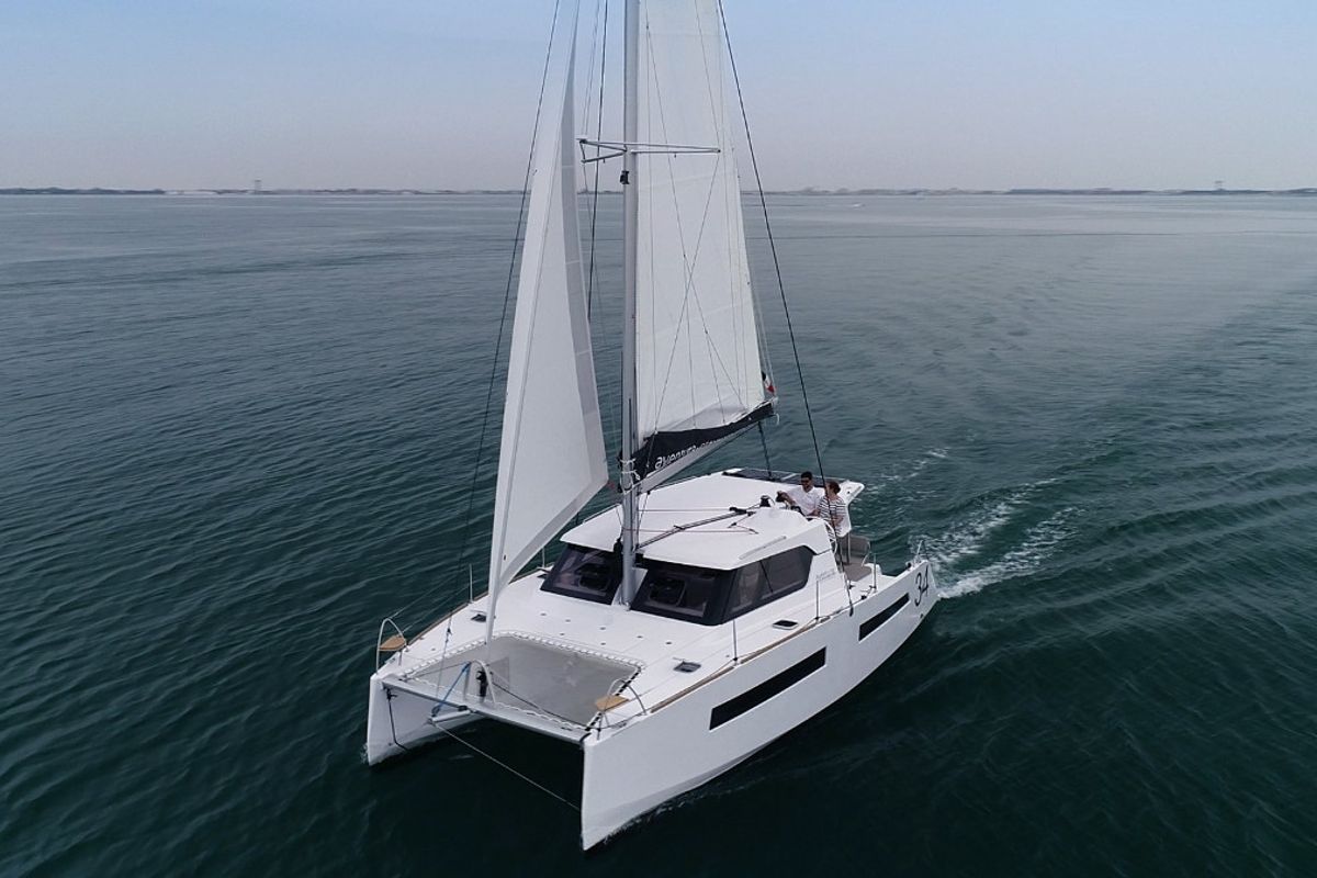 Exterior view of Marlon, a Aventura Catamarans Aventura 34 catamaran at Grad Biograd na Moru, Croatia
