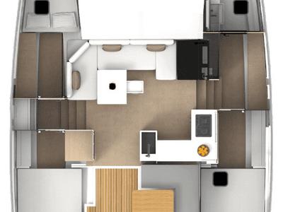 Floor plan of Marlon, a Aventura Catamarans Aventura 34 catamaran at Grad Biograd na Moru, Croatia