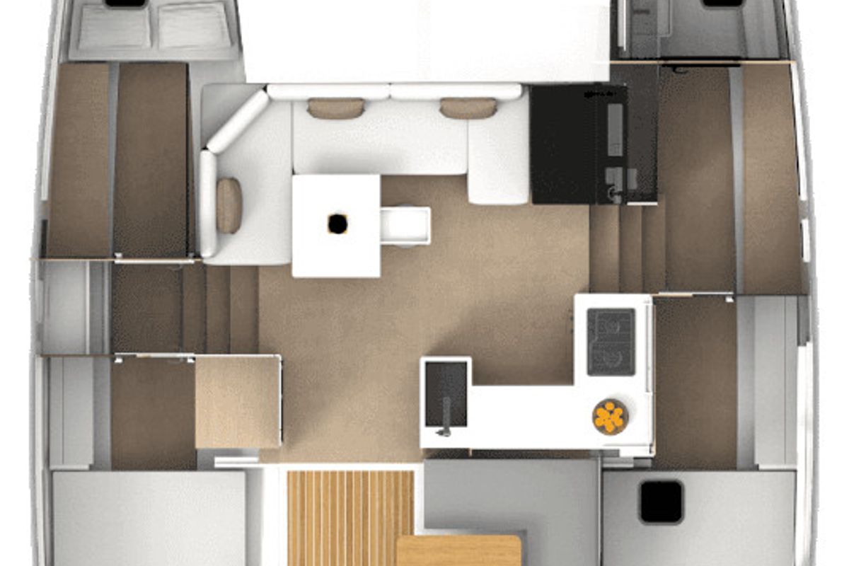 Floor plan of Marlon, a Aventura Catamarans Aventura 34 catamaran at Grad Biograd na Moru, Croatia