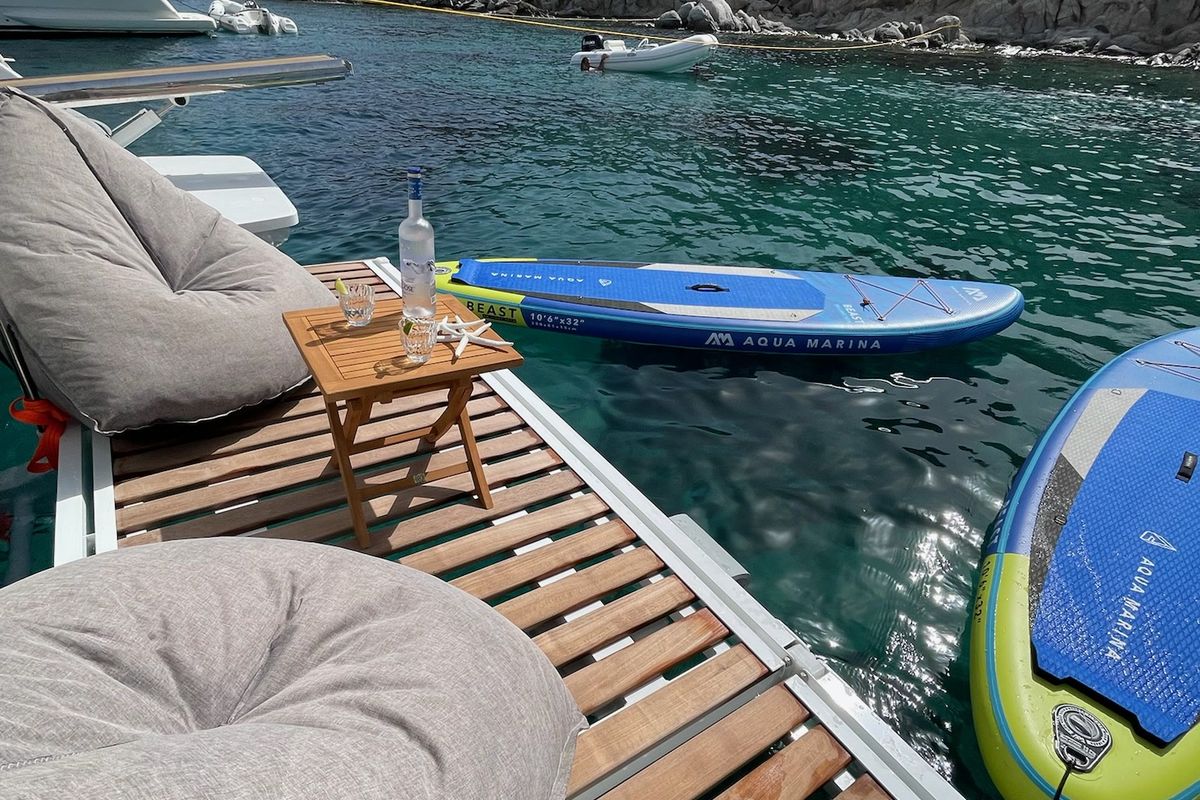 Deck of Galaxy, a Lagoon 46 catamaran at Athens, Greece