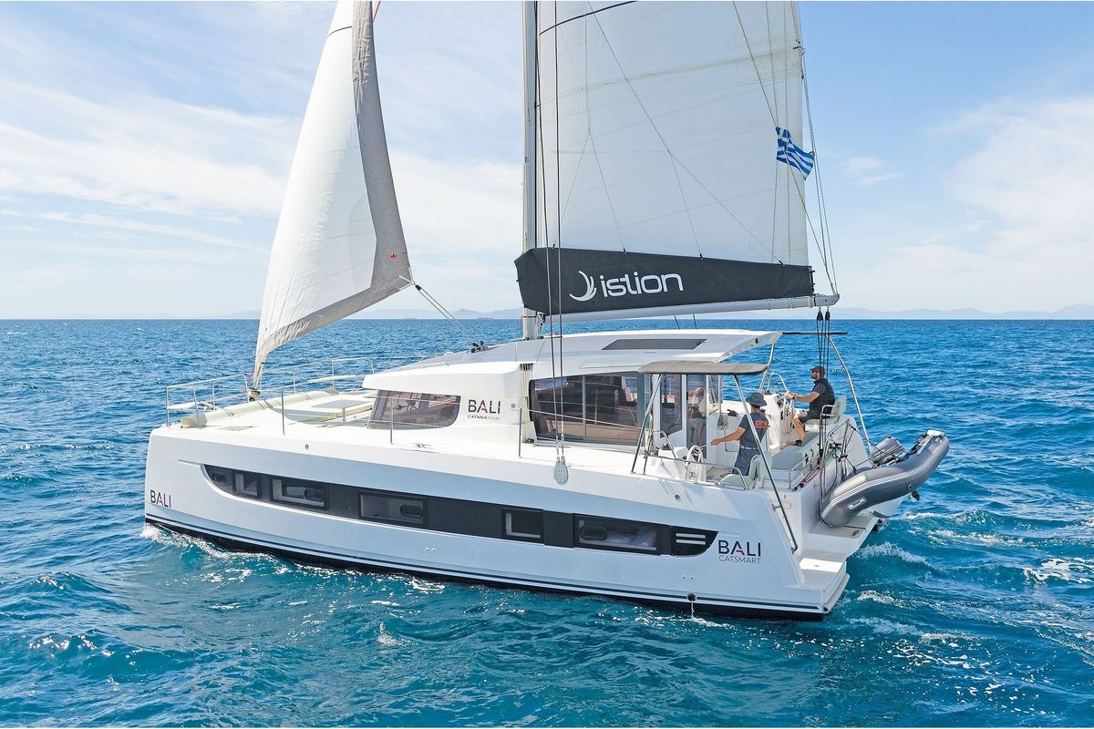 Exterior view of Marie, a Bali Catsmart catamaran at Volos Municipality, Greece