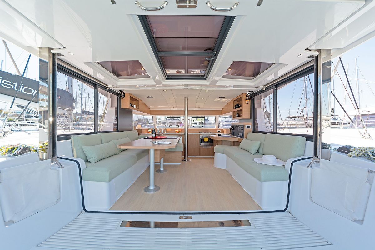 Salon of Marie, a Bali Catsmart catamaran at Volos Municipality, Greece