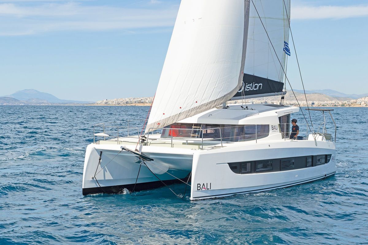 Exterior view of Marie, a Bali Catsmart catamaran at Volos Municipality, Greece