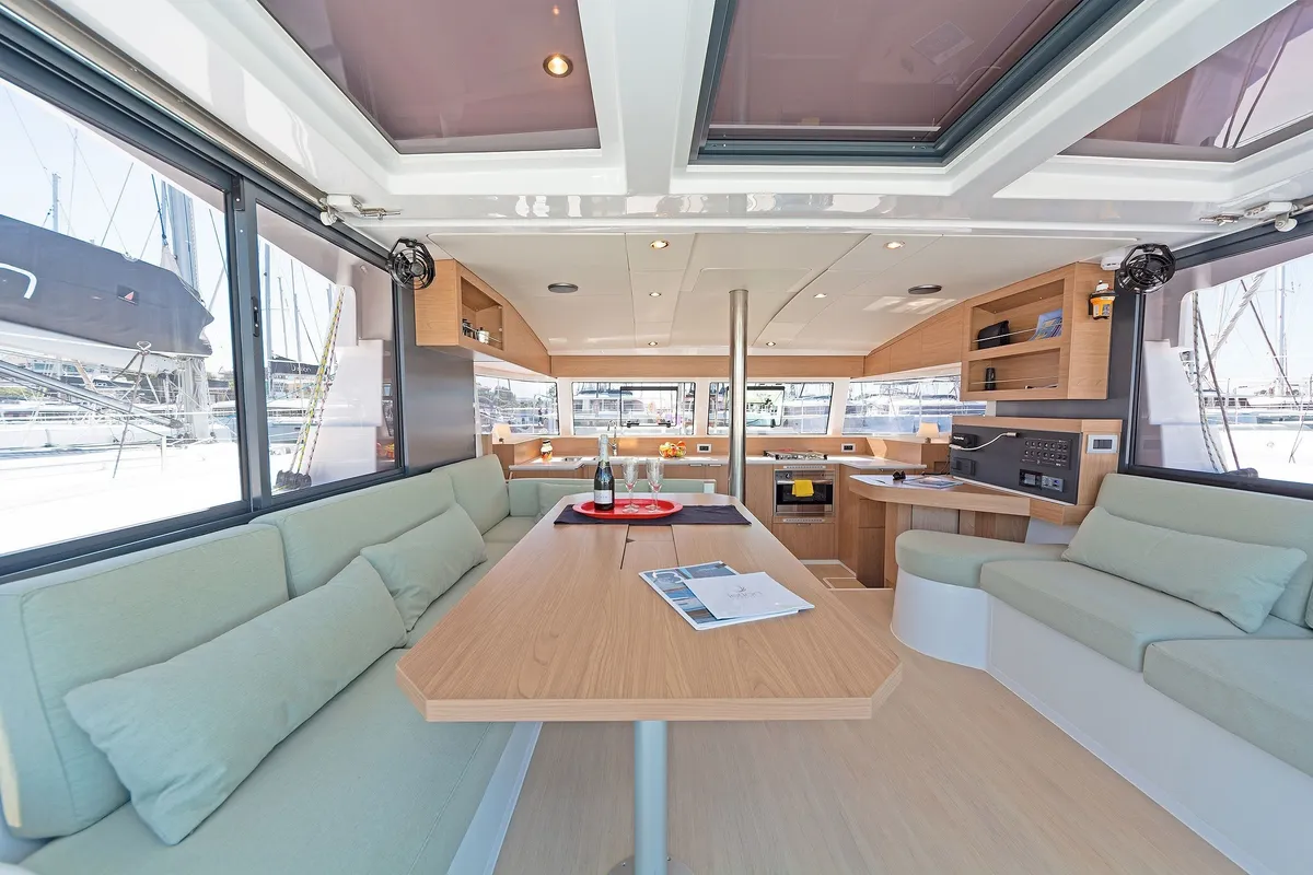 Salon of Marie, a Bali Catsmart catamaran at Volos Municipality, Greece