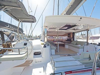Cockpit of Marie, a Bali Catsmart catamaran at Volos Municipality, Greece