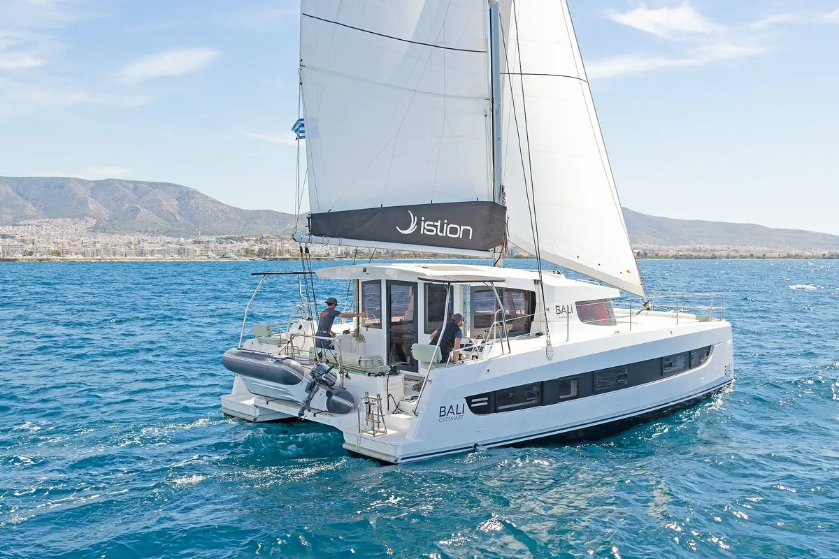 Exterior view of Marie, a Bali Catsmart catamaran at Volos Municipality, Greece
