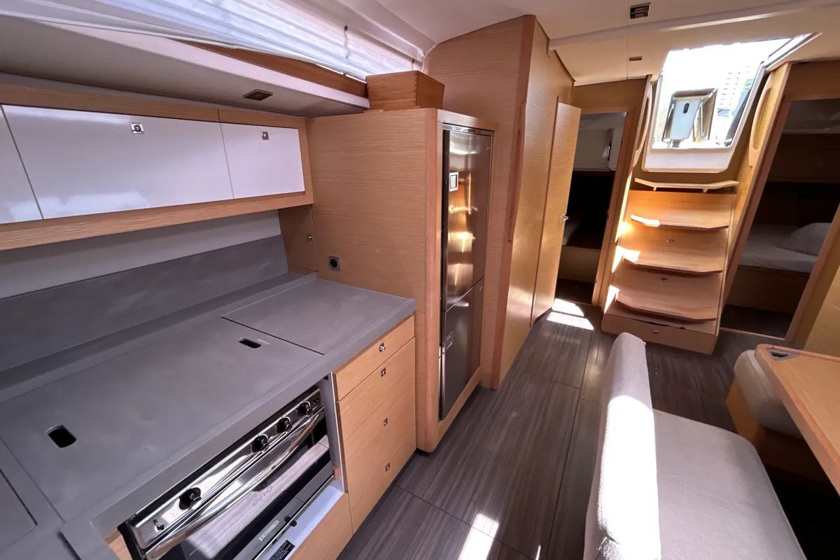 Galley of Emma, a Dufour 470 sailboat at Olbia, Italy