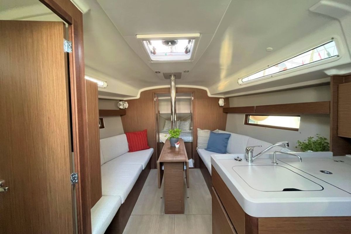 Salon of Rookie, a Beneteau Oceanis 34.1 sailboat at Split, Croatia