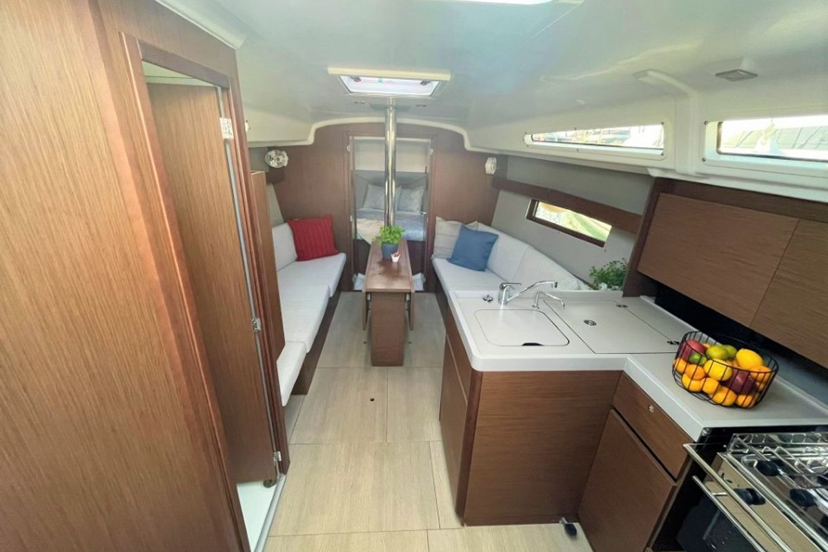 Salon of Rookie, a Beneteau Oceanis 34.1 sailboat at Split, Croatia