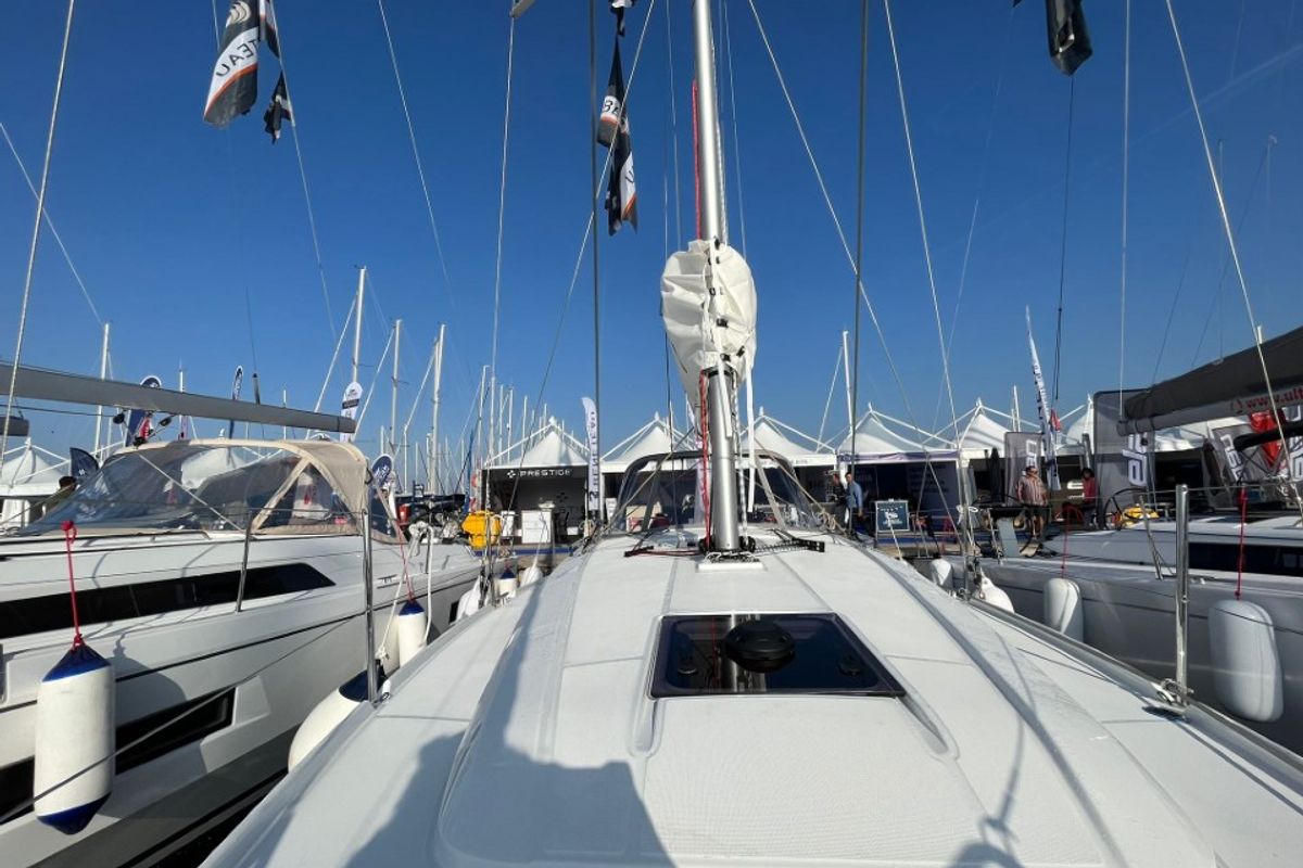 Deck of Rookie, a Beneteau Oceanis 34.1 sailboat at Split, Croatia