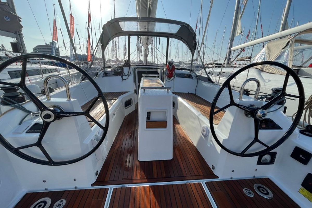 Cockpit of Rookie, a Beneteau Oceanis 34.1 sailboat at Split, Croatia