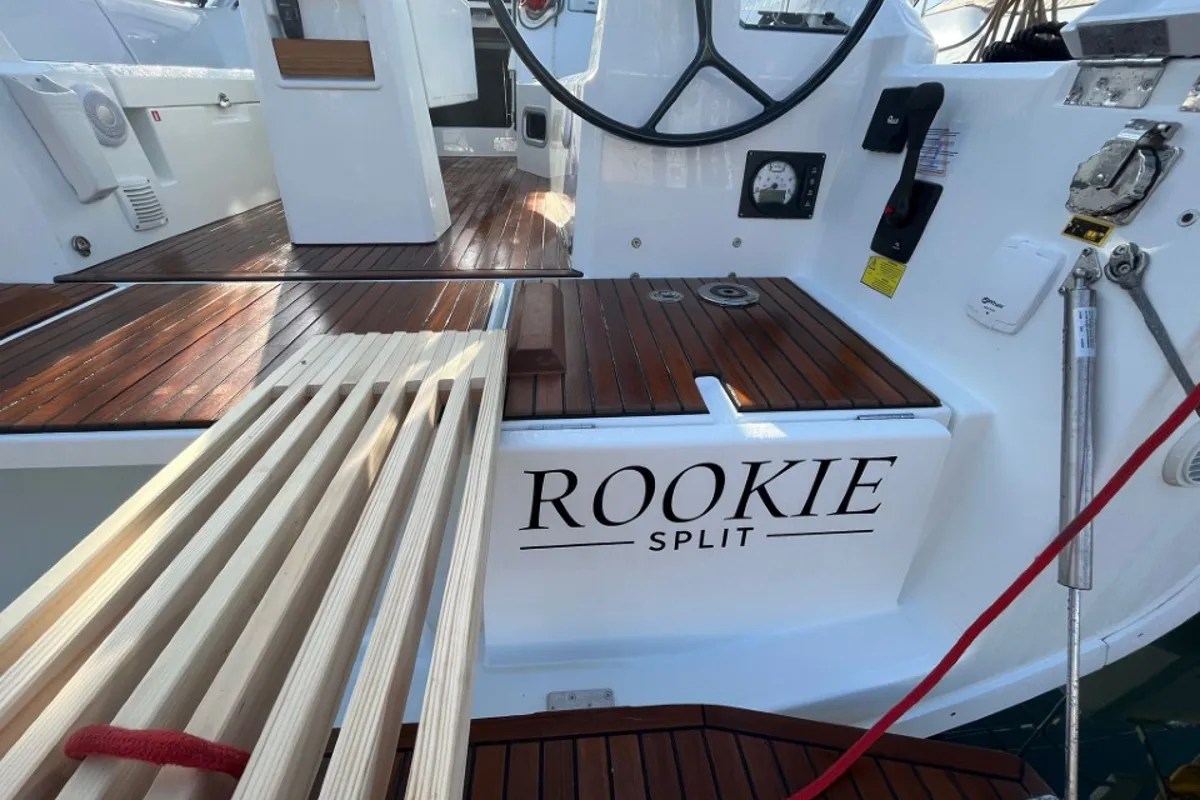 Deck of Rookie, a Beneteau Oceanis 34.1 sailboat at Split, Croatia
