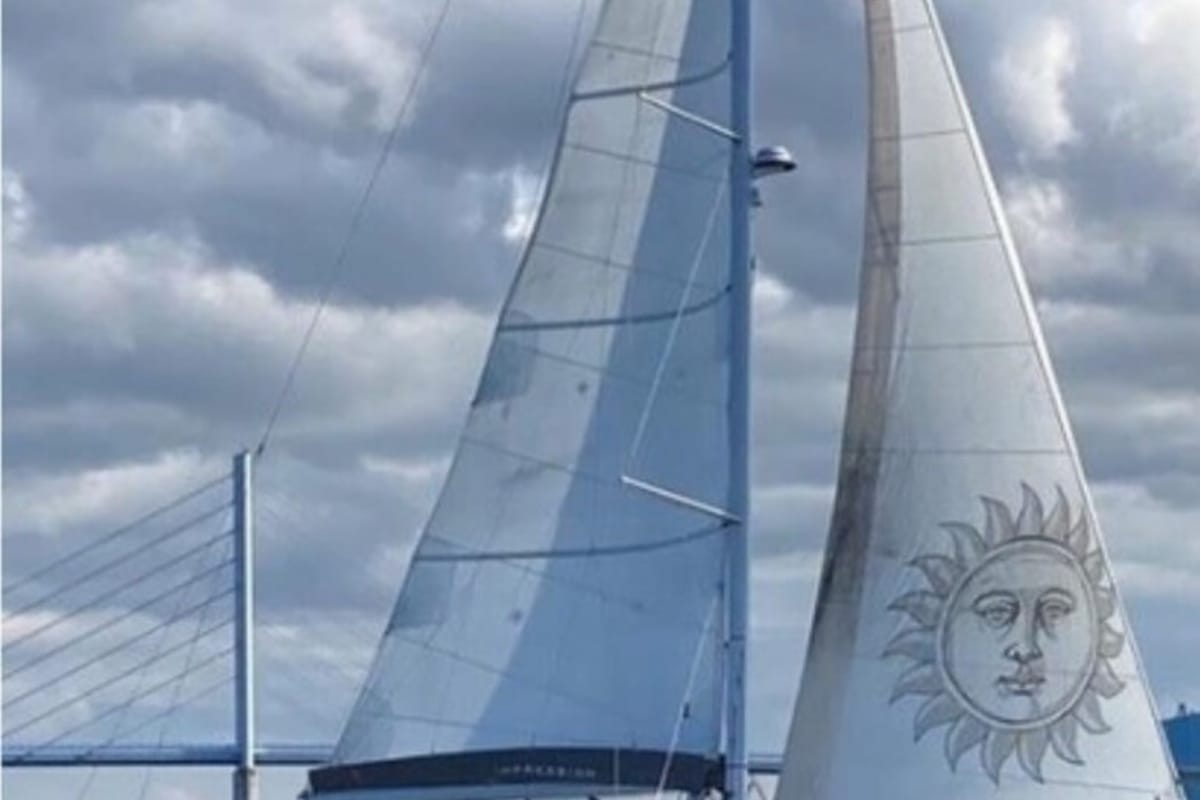 Exterior view of Fifty Shades, a Elan Impression 50 sailboat at es Jonquet, Spain