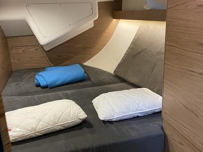 Cabin on Fifty Shades, a Elan Impression 50 sailboat at es Jonquet, Spain