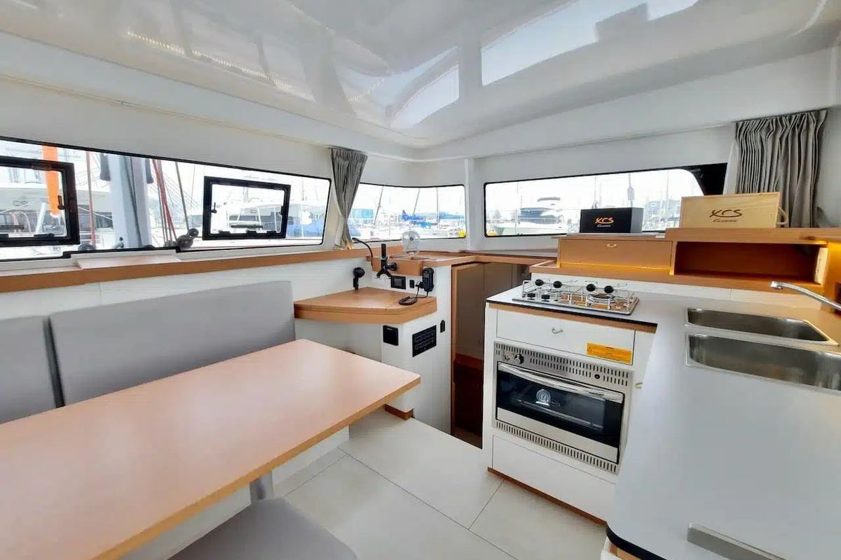 Salon of Mara’amu, a Excess 11 catamaran at Papeete, France