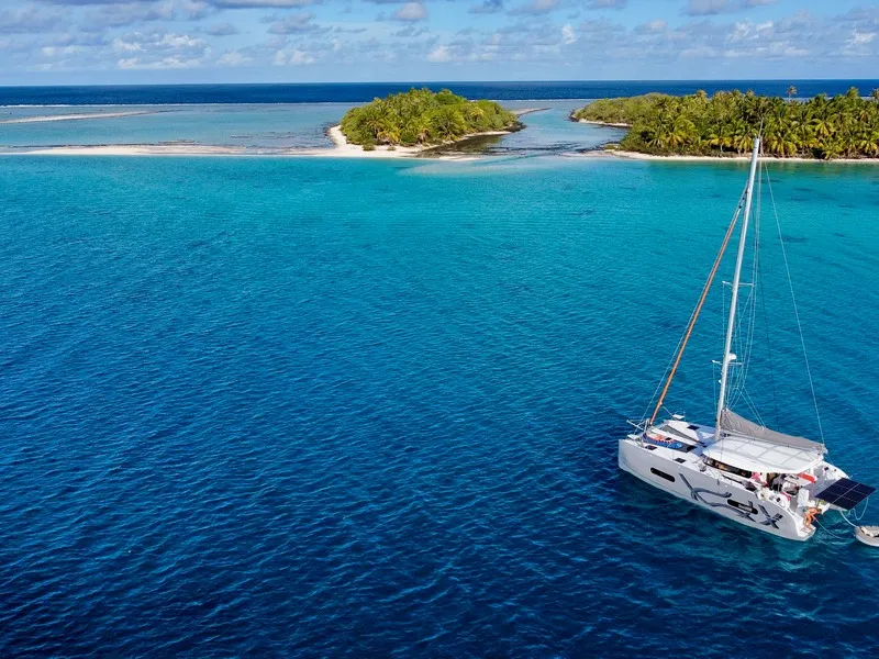 Exterior view of Mara’amu, a Excess 11 catamaran at Papeete, France