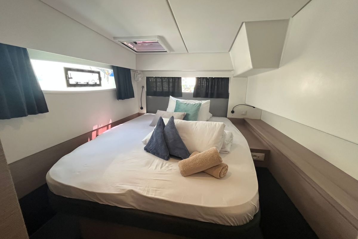 Cabin on DREAMCATCHER, a Fountaine Pajot Elba 45 catamaran at Seget Donji, Croatia