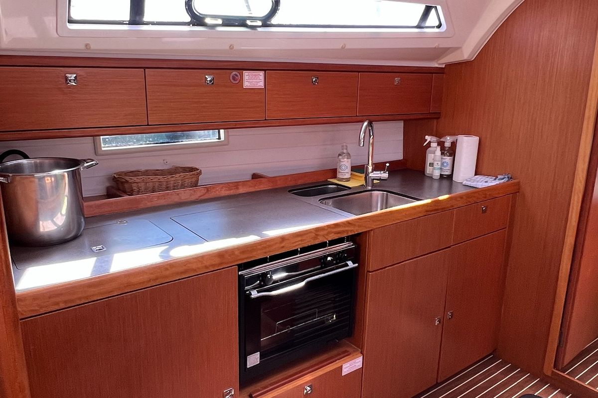 Galley of Enja, a Bavaria Cruiser 41 sailboat at Grad Kaštela, Croatia