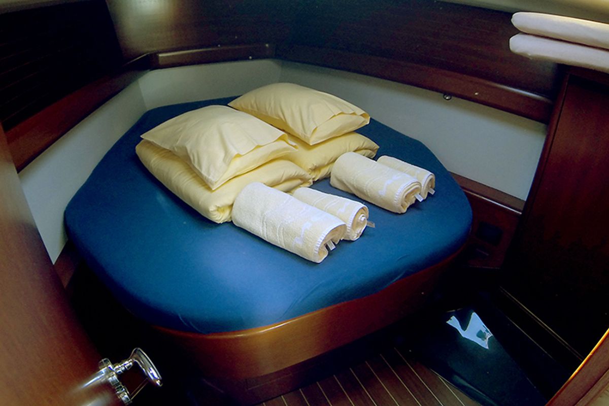 Cabin on Sportski Vuk, a Cantiere Del Pardo (Grand Soleil) Grand Soleil 37 R sailboat at Grad Šibenik, Croatia