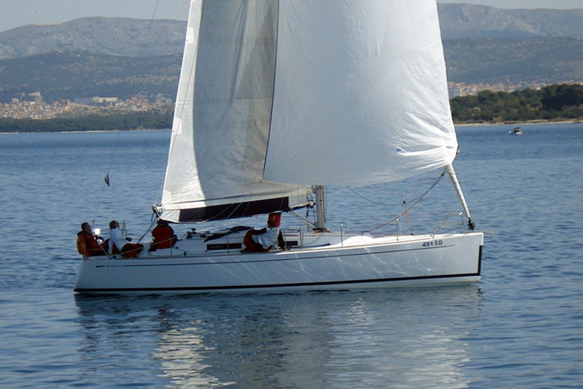 Exterior view of Sportski Vuk, a Cantiere Del Pardo (Grand Soleil) Grand Soleil 37 R sailboat at Grad Šibenik, Croatia
