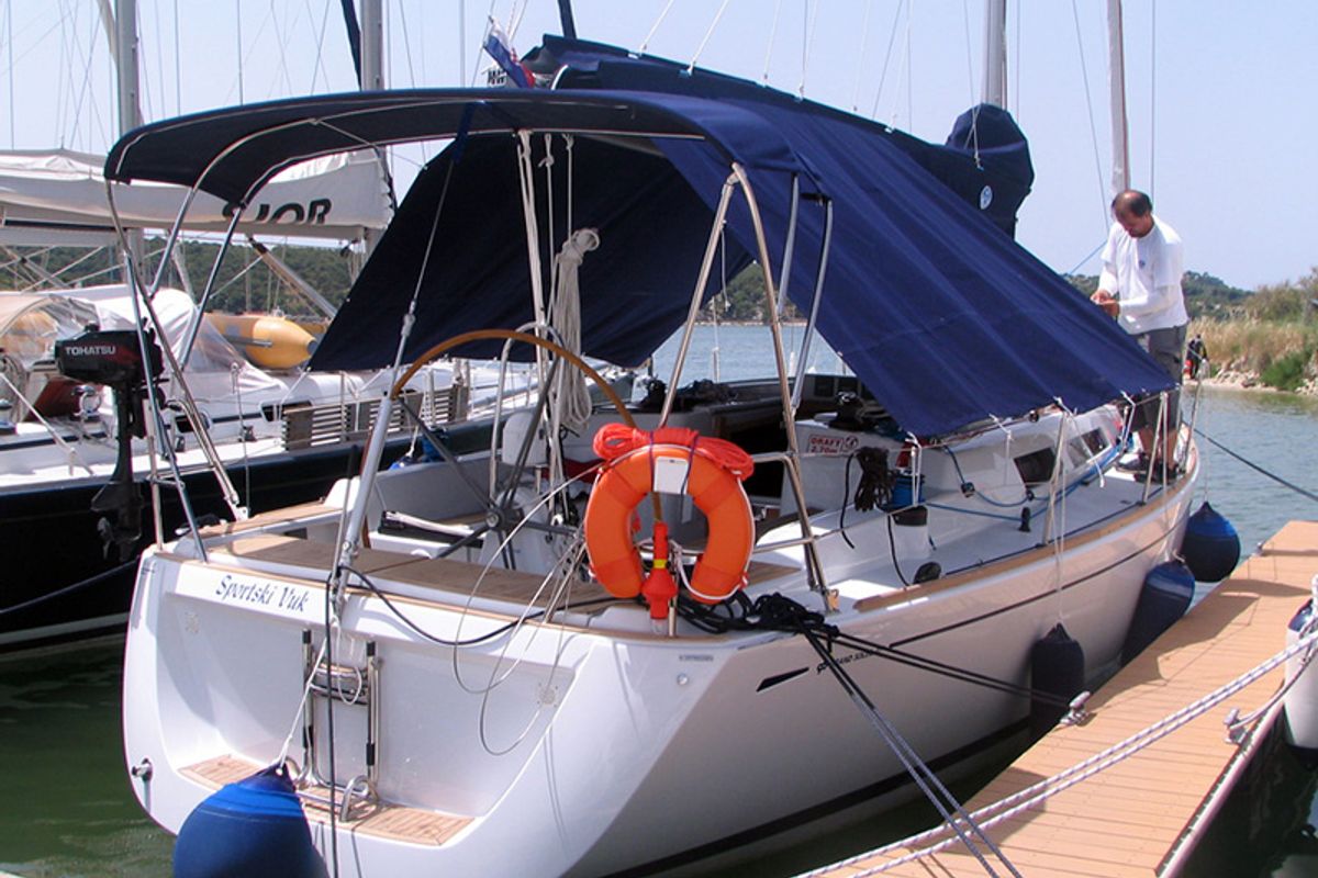 Exterior view of Sportski Vuk, a Cantiere Del Pardo (Grand Soleil) Grand Soleil 37 R sailboat at Grad Šibenik, Croatia