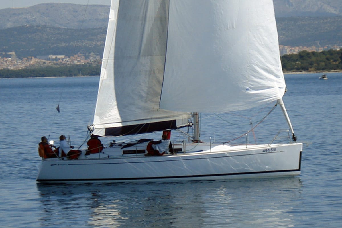 Exterior view of Sportski Vuk, a Cantiere Del Pardo (Grand Soleil) Grand Soleil 37 R sailboat at Grad Šibenik, Croatia
