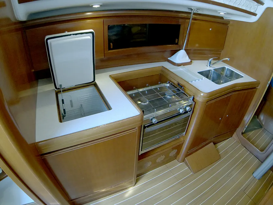 Galley of Sportski Vuk, a Cantiere Del Pardo (Grand Soleil) Grand Soleil 37 R sailboat at Grad Šibenik, Croatia