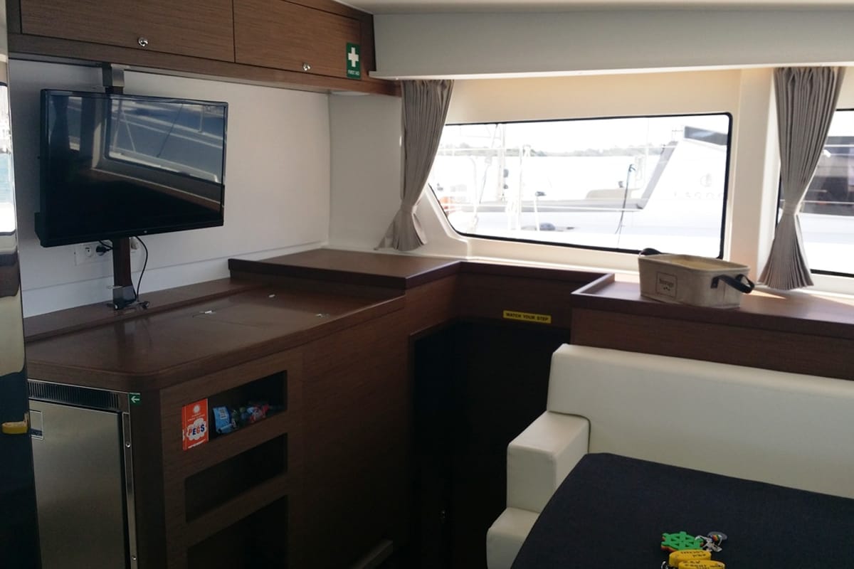 Salon of Zen, a Lagoon 42 catamaran at Municipal Unit of Nea Peramos, Greece