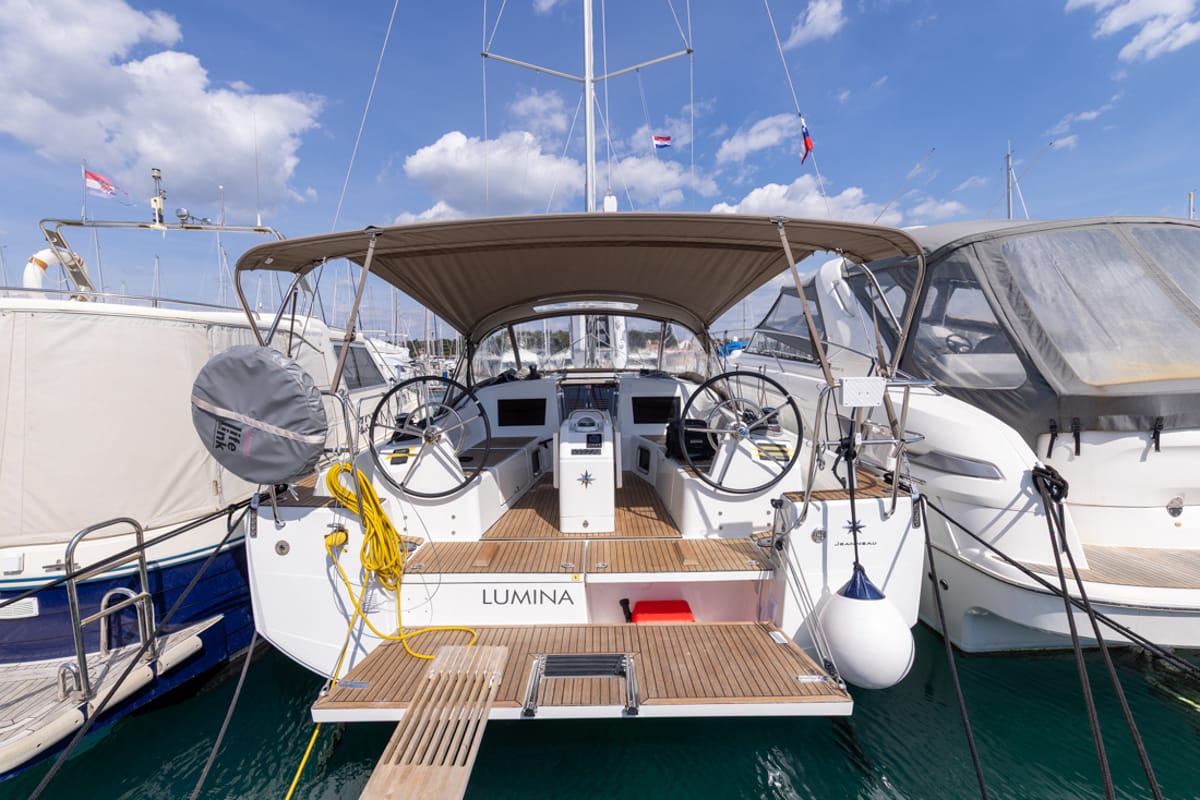 Lumina, a Jeanneau Sun Odyssey 410 sailboat at Grad Biograd na Moru, Croatia