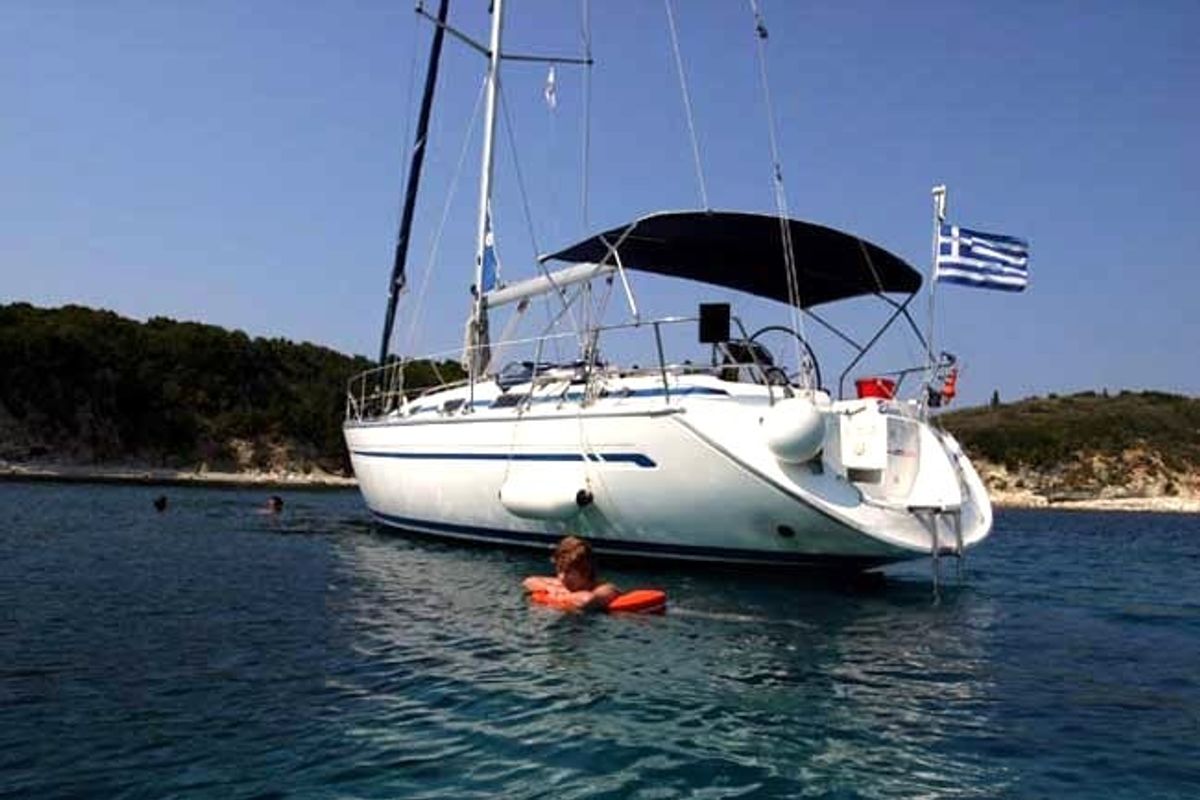 Exterior view of Salty Baby, a Bavaria Cruiser 40 sailboat at Salamina Municipal Unit, Greece
