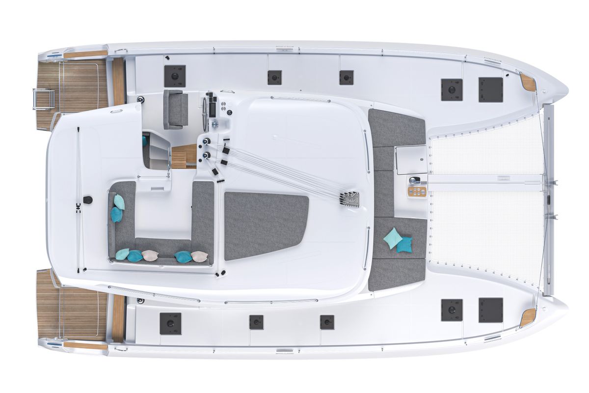 Floor plan of Zen Island, a Lagoon 43 catamaran at Gouvia, Greece