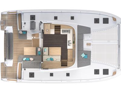 Floor plan of Zen Island, a Lagoon 43 catamaran at Gouvia, Greece