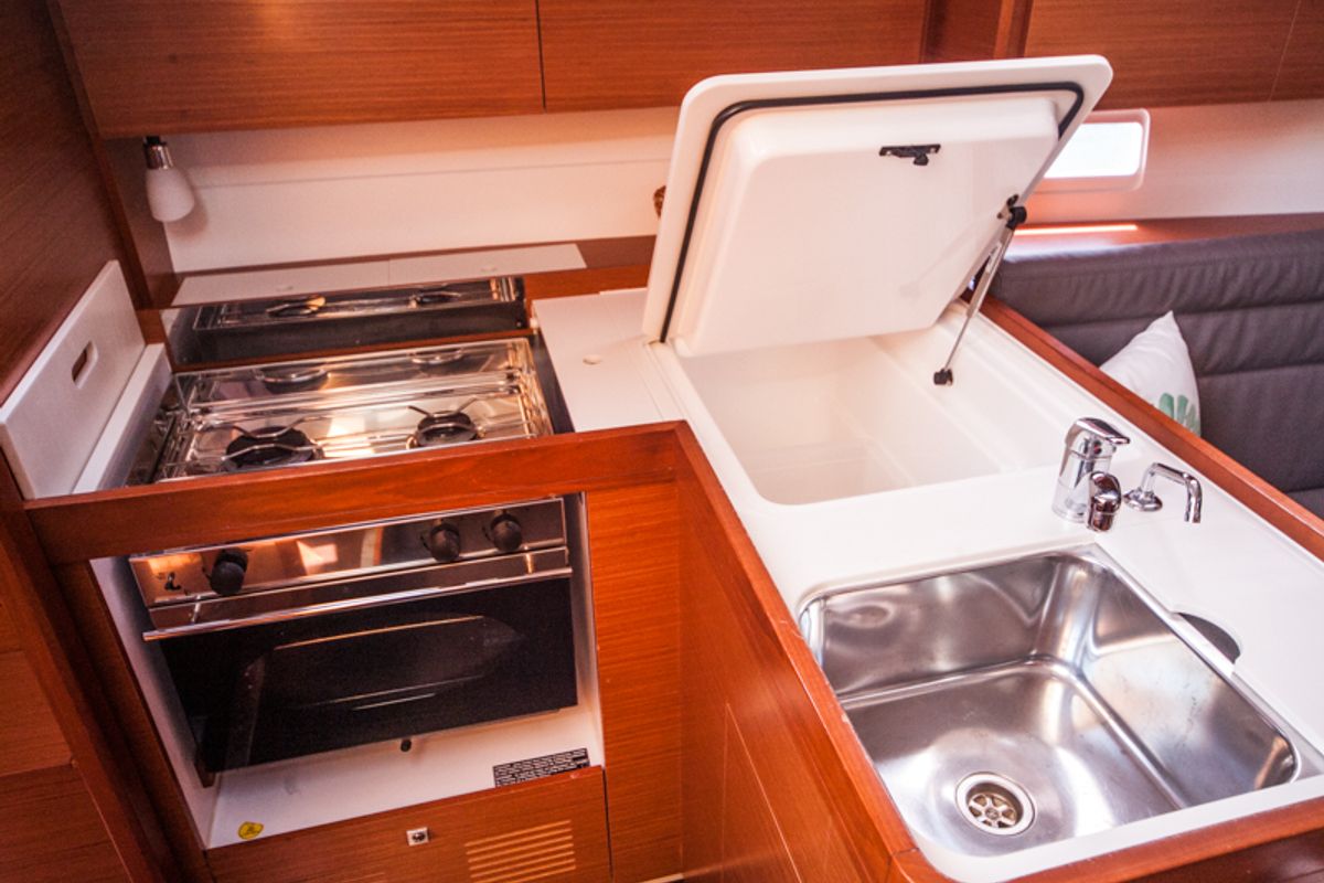 Galley of Ida, a Dufour 350 GL sailboat at Primošten, Croatia
