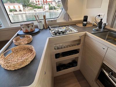 Galley of INCA, a Lagoon 42 catamaran at Municipal Unit of Lefkada, Greece