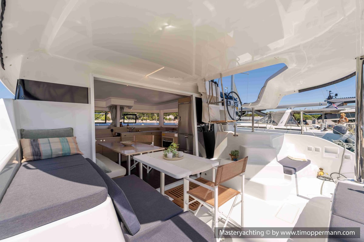 Deck of Gaia di Mare, a Lagoon 38 catamaran at Općina Medulin, Croatia