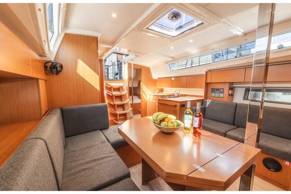 Salon of Arian, a Bavaria C42 sailboat at Municipal Unit of Lefkada, Greece