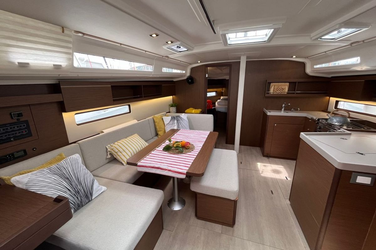 Salon of Bibi One, a Beneteau Oceanis 40.1 sailboat at Split, Croatia