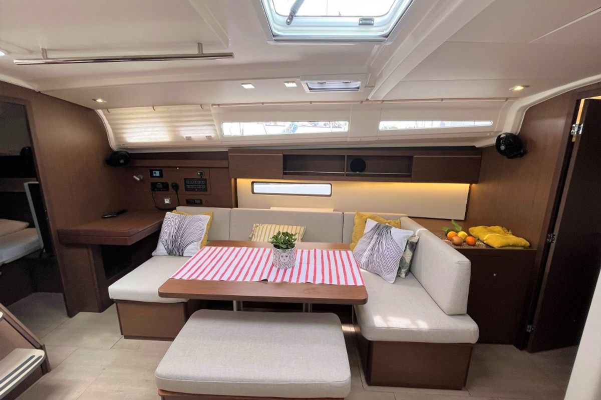 Salon of Bibi One, a Beneteau Oceanis 40.1 sailboat at Split, Croatia