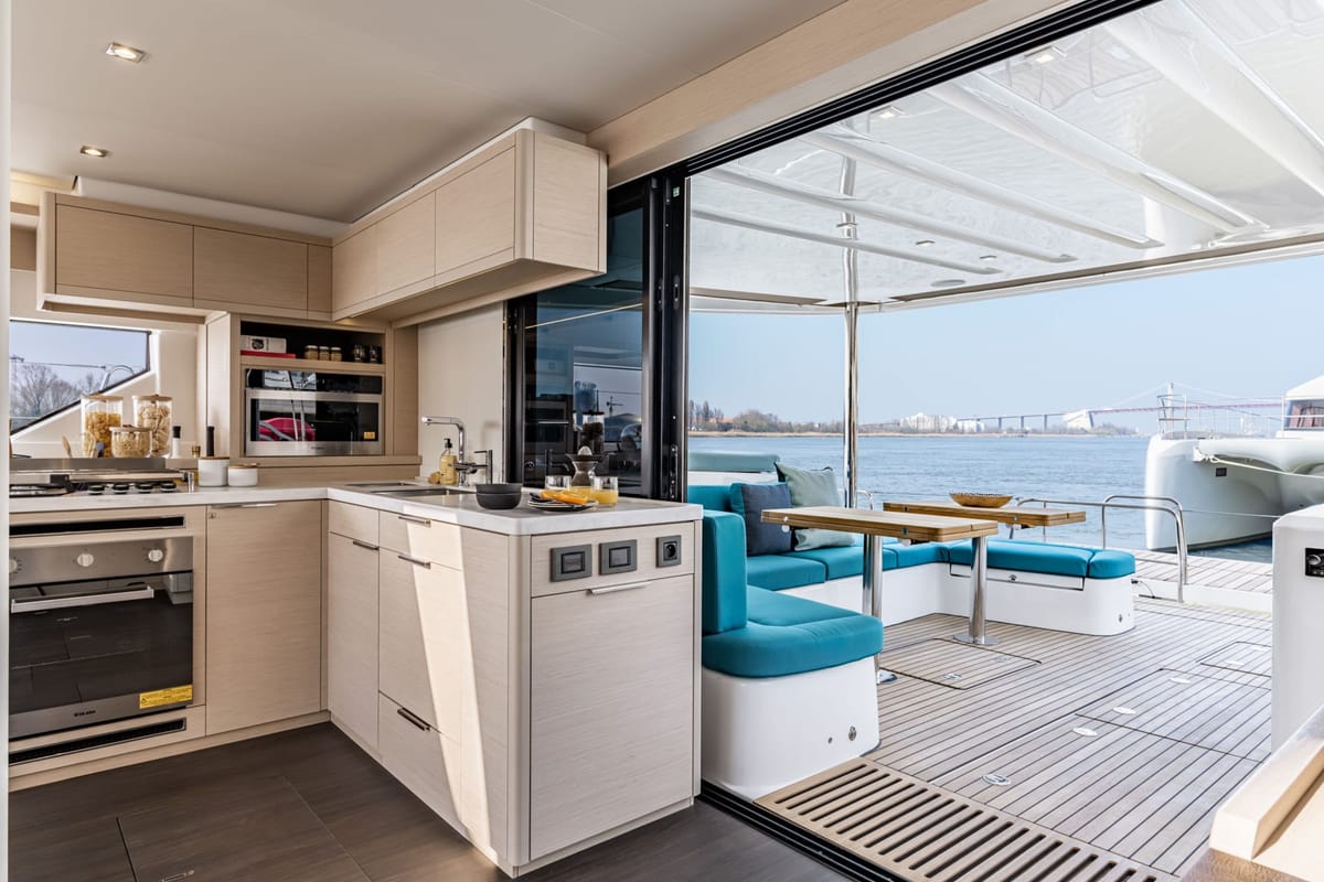 Galley of Enki, a Lagoon 55 catamaran at Fethiye, Turkey
