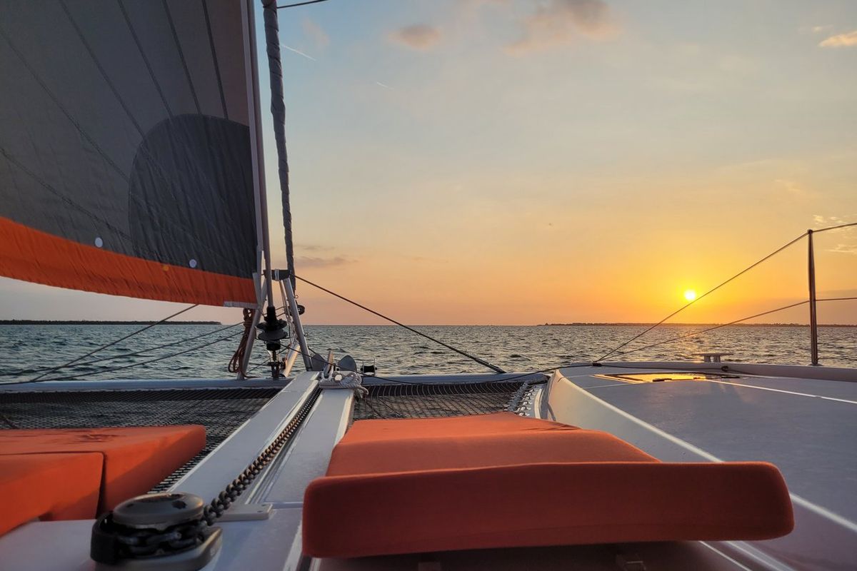 Deck of Angion, a Excess 11 catamaran at Burnt Store Marina, Punta Gorda, United States